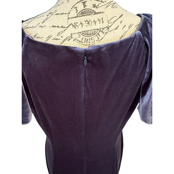 ELIZA J Women's Sheath Dress Blue Velvet Short Flutter Sleeves Lined Size 14 New - Picture 8 of 16